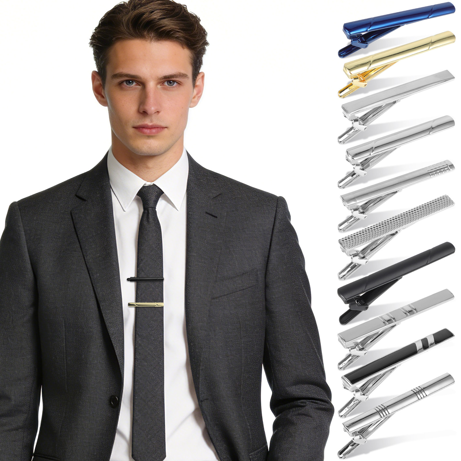 مجموعة من 10 قطع مشابك ربطة عن - مراجعة Tie Bar Set Gift وسعره