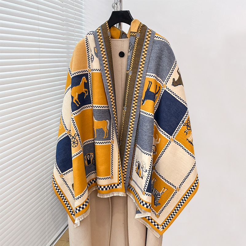 بونشو فاخر دافئ من الكشمير للن - مراجعة Woven Scarf Blanket وسعره